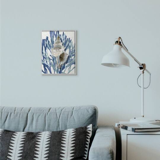 Stupell Industries Blue Coral & Shell Wall Art in Frame
